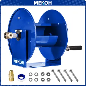[Summervibes] [fathersdaygift] Pressure Washer Hose Reel 100FTx3/8”, Manual Power Washer Hose Reel Fits 1/4” Hose with M22 Fitting, 4500PSI Heavy Duty Hose,nova Reel for Water, High Pressure Washer Reel with Trailer/Wall/Van Mount