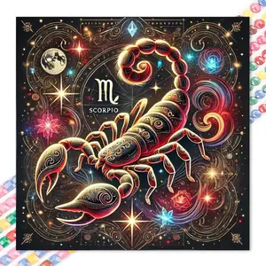 1pcs 5D DIY Handcrafted Diamond Painting Set, 5D Diamond Art Set, DIY Decoration, Scorpio Pattern Diamond Painting Set Full Round Drill DIY, Mosaic, Diamond Art, DIY Art Home Decoration, Suitable for Halloween and Christmas, Wall Art Painting