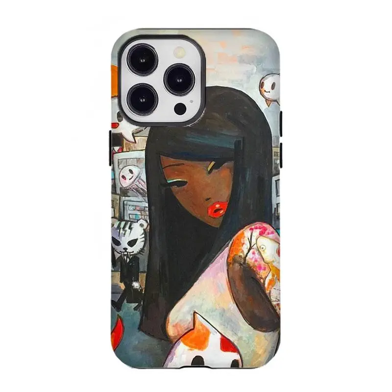 Y2k Fashion T-To.ki.doki girl Phone Case Brown Skin Girl Phone Case  Compatible for