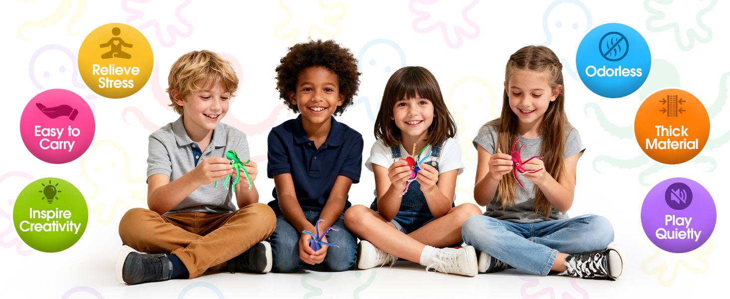 Octopus Fidget Toy with Suction Cups – Silicone Stress Relief and Sensory Play Desk Toy, Bendable Tentacles for Creative Poses, Portable Gift for Kids, Teens and Adults (1 Pc-)