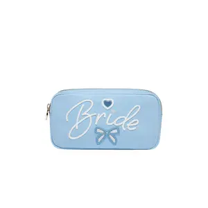 Stoney Clover Lane "bride" Embroidered Small Pouch in Periwinkle