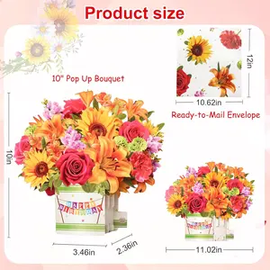 Sunflower Birthday Cards for Women 10Inch Life Sized Forever Sunflower Bouquet with Light and Music 3D Popup Greeting Card for Wife Mom Daughter Sister