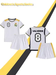 Soccer suit with name VALVERDE and number 8, lightweight and breathable soccer suit, including jersey and matching shorts, suitable for outdoor activities, training, sports - birthday parties, back-to-school parties, soccer party costumes