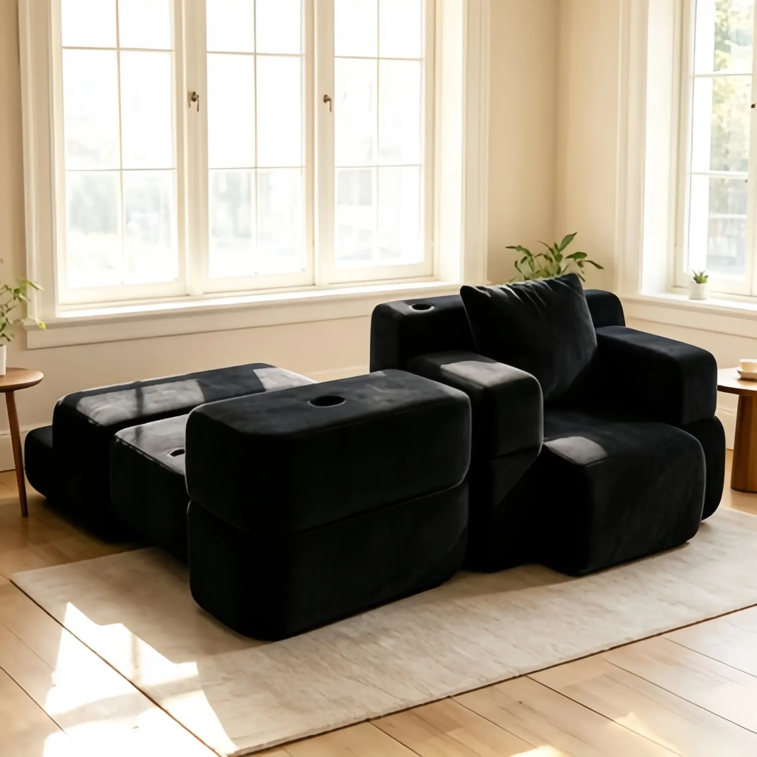 Multi-Use 1-Person Chenille Fabric Compression Sofa, Converts to Computer/Office Desk, Comfortable Seating for Office Workers, One Person