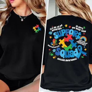 Autism T-shirt, Autism Awareness T-shirt, Family Autism Support Squad, Autism Mom Shirt, Neurodiversity T-shirt, Inclusion T-shirt Womenswear Oversized