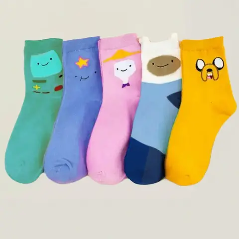 Women's Cartoon Animal Adventure Time Print Mid-calf Socks, 10 Pairs Cute Comfortable Breathable Polyester Socks Casual Stylish Socks for Daily Wear, Women's Socks for All Seasons