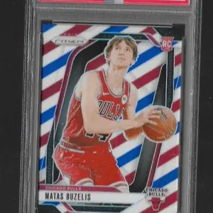 2025 panini prism Matas Buzelis red, white and blue PSA 6