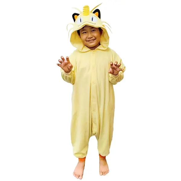 HalloweenCostumes Pokémon Men's Classic Cartoon Character Meowth Kigurumi Costume - Polyester Fabric, None Pockets, Kid-Friendly Design, Side Seam Pockets