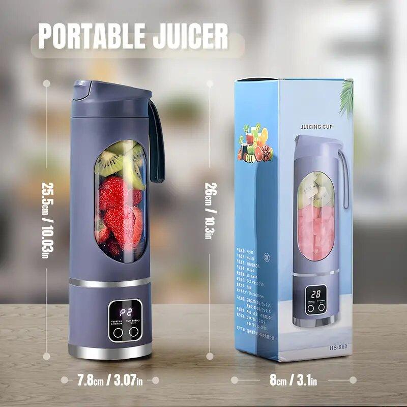 LED display mixer, 450ml USB rechargeable portable mixer for milkshakes and milkshakes - equipped with a 10 piece juicer - small fresh juice mixer, providing instant nutrition