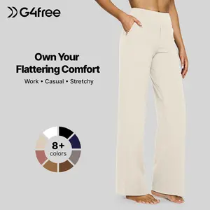 G4Free Women's High-Waisted Wide Leg Pants - Office to Weekend Athleisure Trouser with Pockets