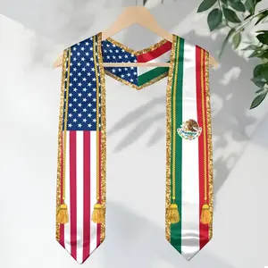 Graduation Stole Mexican 2026 – Mexican Graduation Sash, Mexico Flag, Class of 2026 V Shape National Country Stole