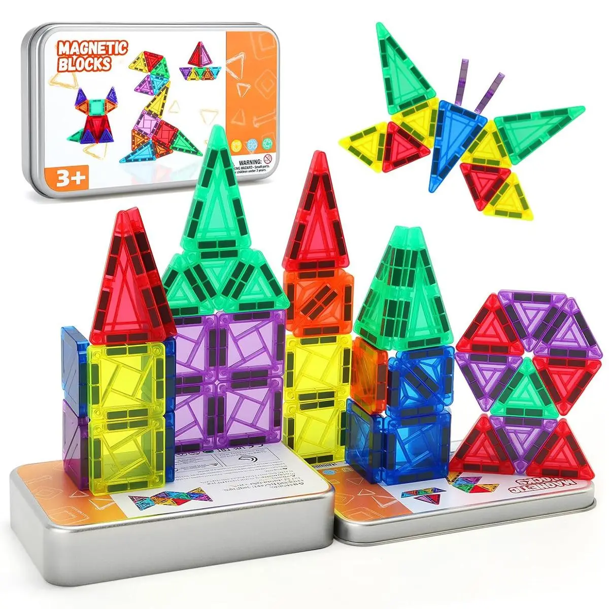 【Deals For You Days】26-Piece Portable Magnetic Building Blocks Set - Assorted Shapes (Squares, Triangles), Safe Screen-Free Maths Toy for Kids 3+, Travel-Friendly with Storage Case, Magnetic Tiles Set