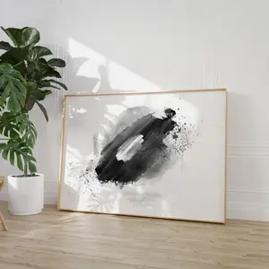 Monochrome Landscape Poster Set – Abstract Black & White Wall Art, Japandi Style Grey Modern Decor, Room Decor, Unframed