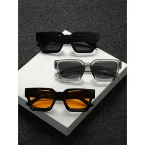 3 Pcs Men's Fashionable Tinted Lens Sunglasses, Trendy Casual Rectangle Frame Sunglasses for Everyday Use, Fashion Accessories for Outdoor Activities