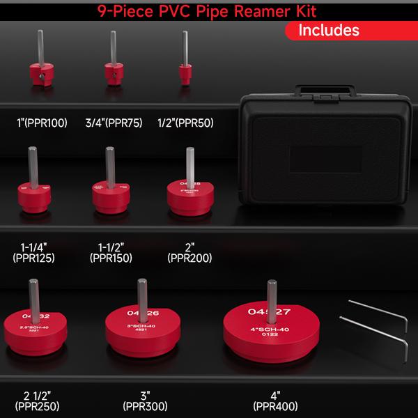 Areyourshop Mechanical Cutting Tool Set - Professional Plastic Pipe Reamer Kit for 1/2" Drills, High-Precision Alloy Cutters for PVC CPVC ABS Pipes Includes Sturdy Case