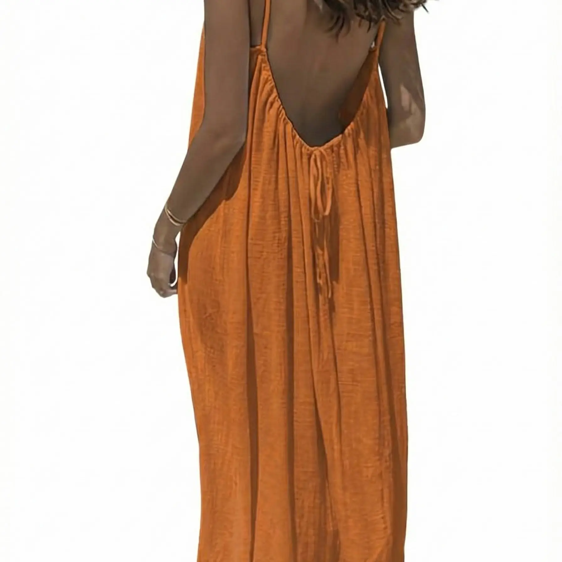 Women's Maxi Dress Spaghetti Strap Sleeveless Loose Fit Cami Sundress  Backless Flowy Summer Beach Loungewear - TikTok Shop