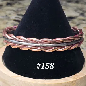 #158 Pure Copper SS 6 1/2" x 7/16" Hand-Woven Cuff Bracelet Handmade Artisan Jewelry Unisex Gift Ready Open Cuff Design Comfortable Daily Wear