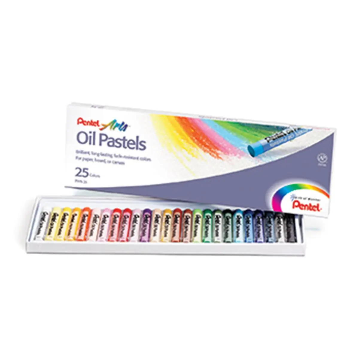 Pentel 212 MAIN Oil Pastels Set - 25-Ct Multi Color Packs Art Supplies Kit, Vivid Colors Office/School Stationery (Model PENPHN25, Pentel Of America)