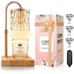 Candle Warmer Lamp with Timer & Dimmer, Adjustable Height, Compatible with Jar Scented Candles, Comes with 3 Bulbs for Home Decor