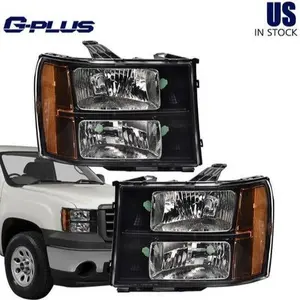 Fit For 2007-2014 GMC Sierra 1500 2500 3500 Crystal Headlights Left+Right