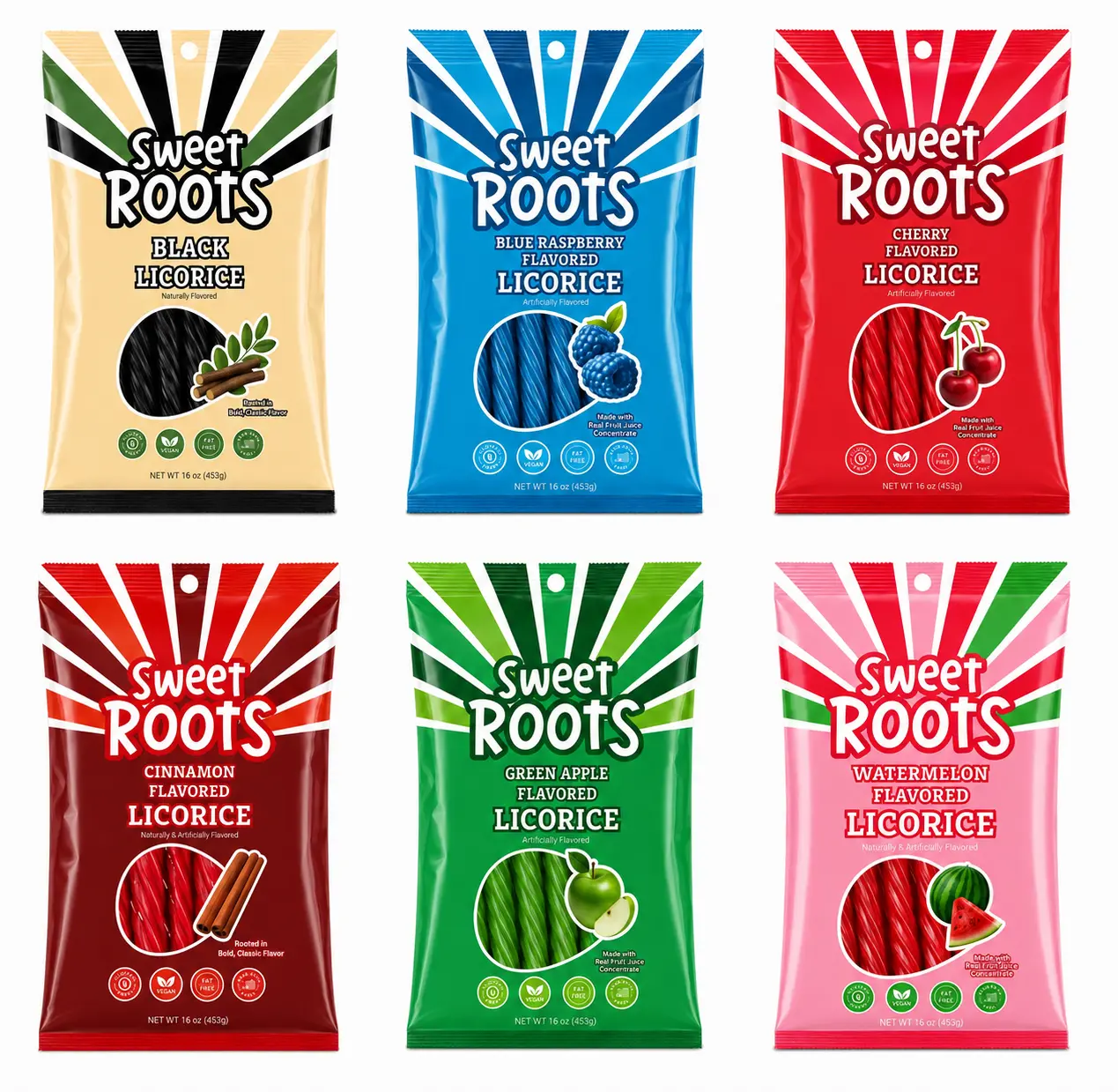 Sweet Roots 16 oz Six-Flavor Variety Pack