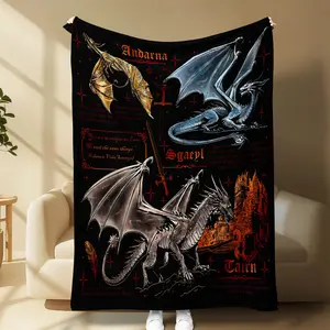 Fourth Wing Fans Dragon Blanket, Andarna & Sgaeyl & Tairn Cozy Throw, Booktok Must-Have, Perfect for Comfort and Style