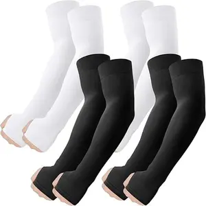 4 pairs of sleeves with thumb holes, UPF50+ UV protection sleeves, sports cooling and UV protection compression sleeves, unisex, suitable for golf/sports/running/outdoor activities.