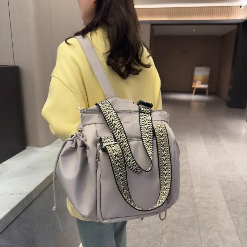 Large Capacity Tote Bag Multi-Pocket Backpack,  Shoulder Crossbody-Grey