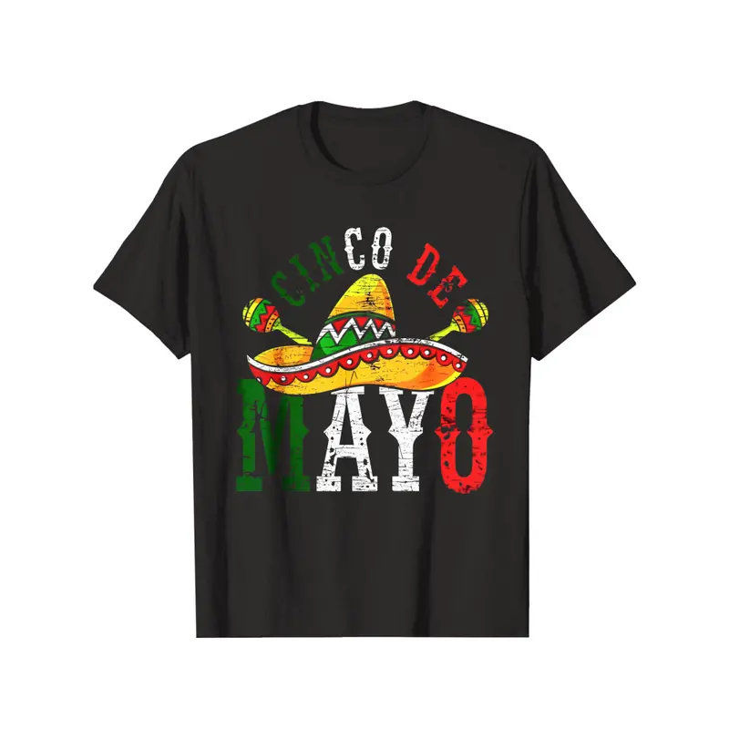 100% Cotton graphic t shirts for men Cinco De Mayo Mexican Lets Fiesta 5 De Mayo Men T-Shirt Women's Men's Graphic Tee Crew Neck summer vacation Tops Crewneck Classic