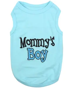 Parisian Pet 'Mommy's Boy' Cotton Dog Apparel – Comfortable T-Shirt for Small Dogs and Cats, Light Blue-Valentine's Day