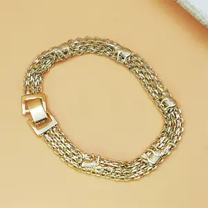 Fashion hollow design sense of luxury diamond strap jewelry women's trendy chain bracelet elephant wide version thick chain bracelet