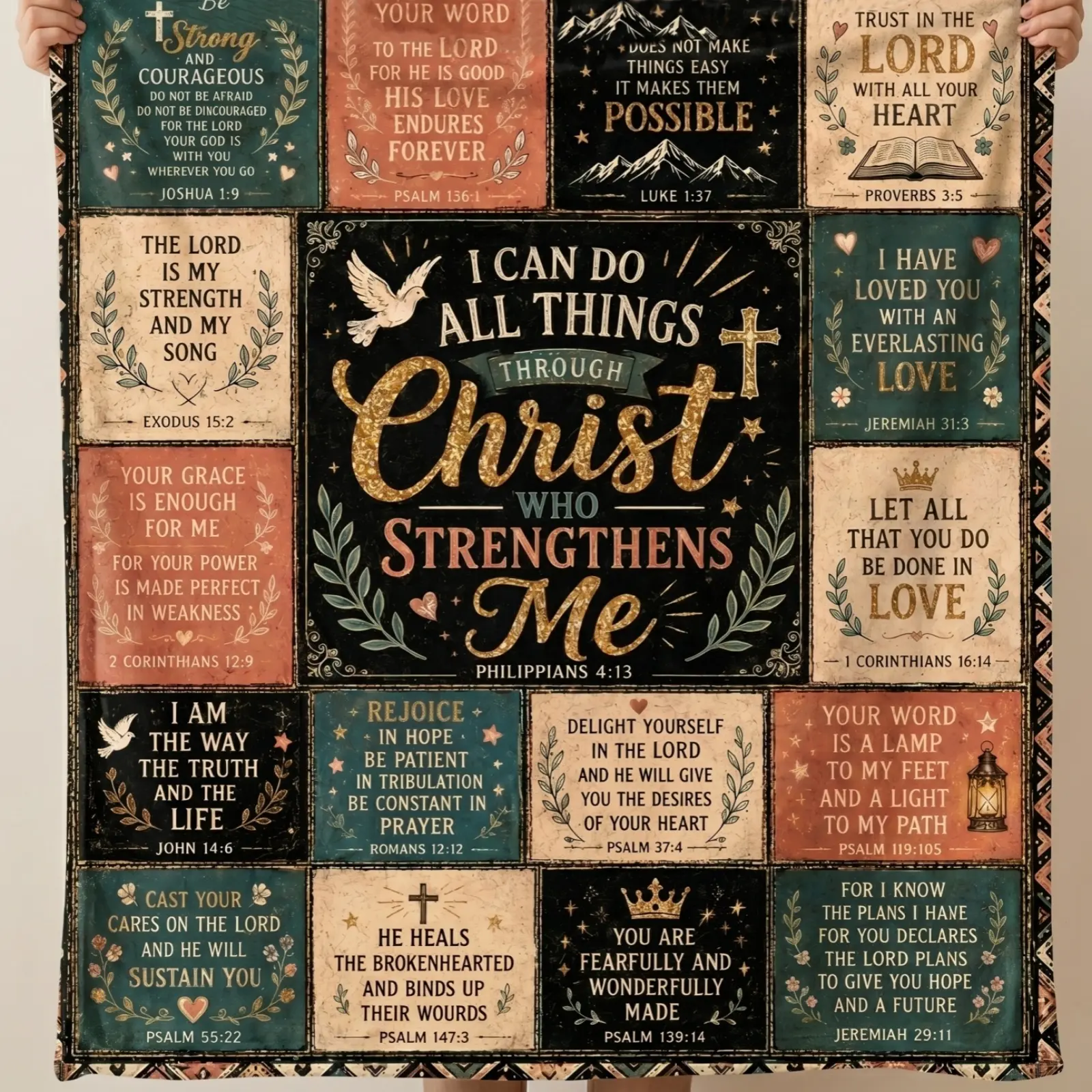 Inspirational Christian Bible Verse Flannel Blanket, Soft Warm Jesus Faith Throw Blanket, Thoughtful Religious Gift for Women Pastor Believers, Ideal for Baptism Easter Birthday Home Bedroom Decor