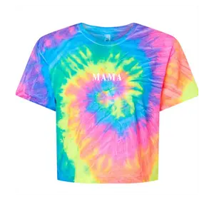 TIE DYE CROP tee with puff print letters - MAMA or GOD IS GOOD options