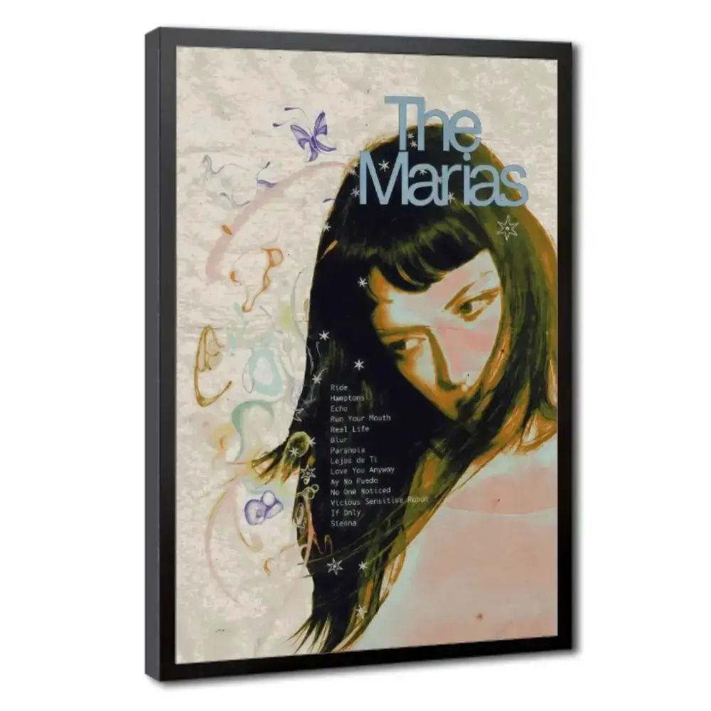 The Marias Album Cover Poster - Lightweight Indie Look Wall Art Print with Waterproof Frame, Victorian Gothic Religious Black Scripture Decor, Plain Large Canvas Home Inspo, Vibrant Neutral Abstract Photography, Bedroom Decor for Collector Fans, Dark Aest