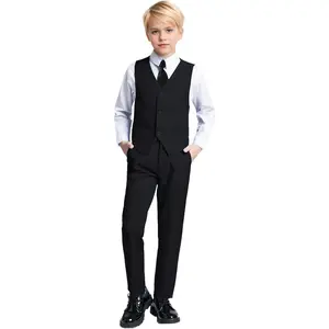 Children's Blue and Black Slim-Fit Suit Set for Boys Toddler Formal Dress for Weddings Banquets and Elegant Outfits