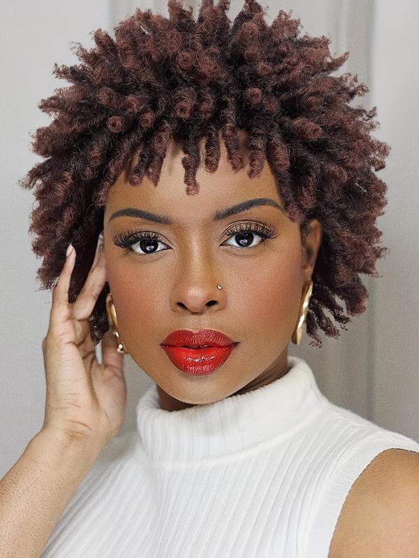 12 Inch Short Dreadlock Wig, Afro Curly Faux Locs Synthetic Wigs, Glueless Afro Kinky Twist Wigs, Synthetic Short Dreads Wig, Synthetic Braided Wig
