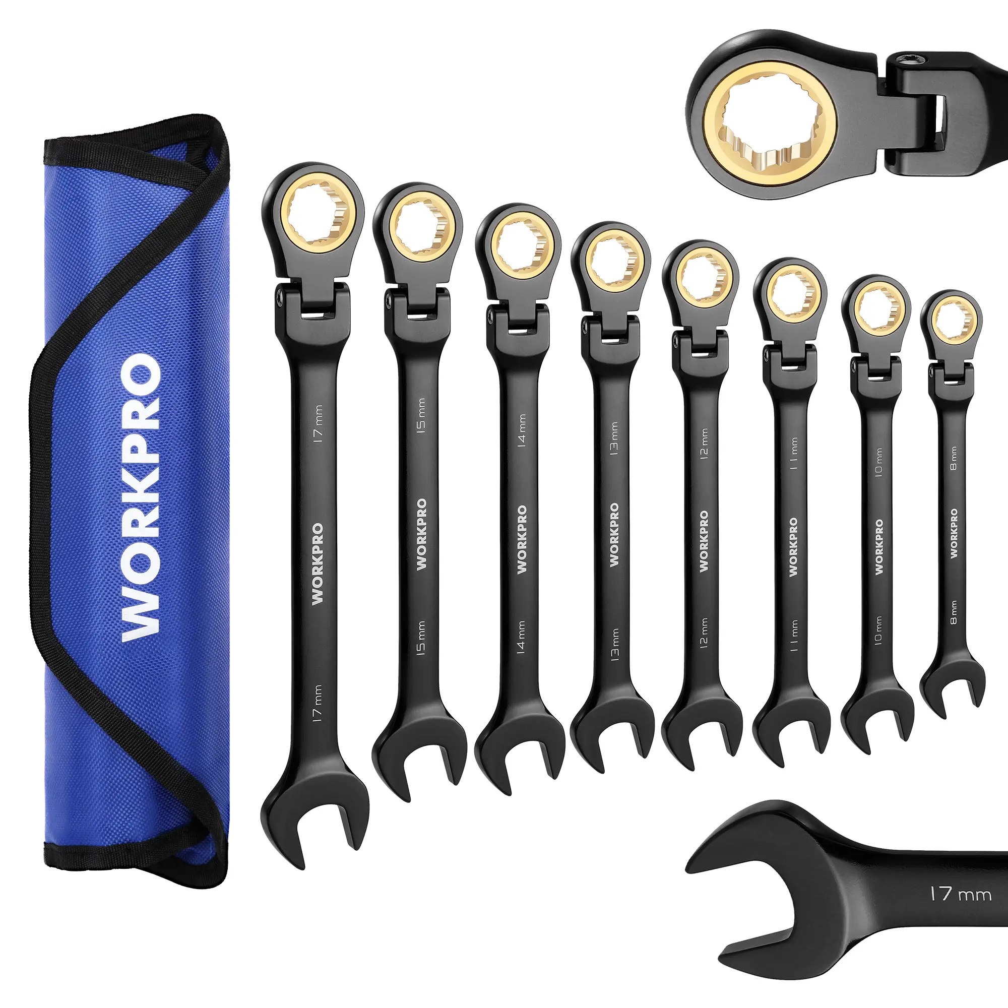 #fathersdaygift WORKPRO 8-Count Ratcheting Combination Wrench Set, 72-Teeth, Cr-V Constructed