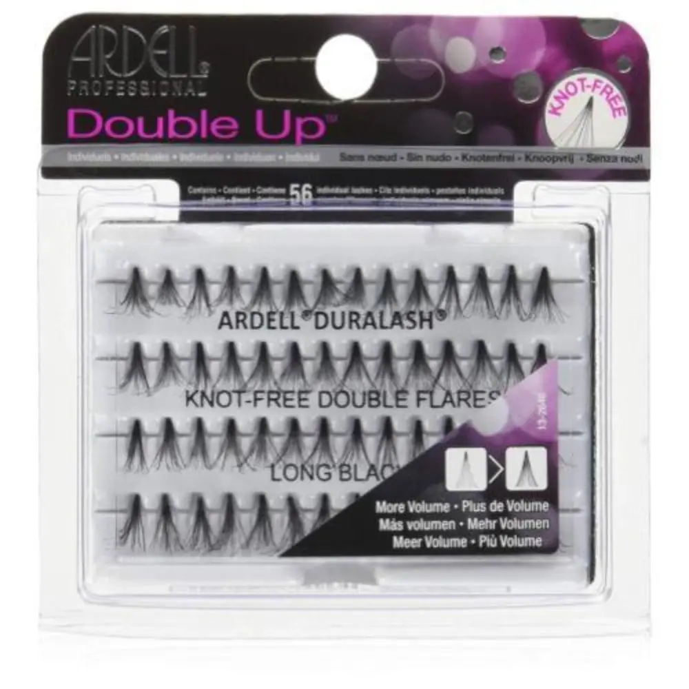 Ardell Double Up Knot-Free Long Black False Eyelashes - Double Flares, Thick Fiber Cosmetic Makeup Lashes for Eyelash Extension Looks, Eyelash Extensions