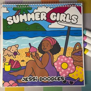 JESSi DOODLES Summer Girls Spiral Version Coloring Book 30 Original Hand Drawn Illustrations for Sun Soaked Summer Vibes