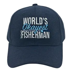 Worlds Okayest Fisherman Hat Funny Sarcastic Fishing Novelty Cap Funny Hats Sarcastic  Funny Fishing  Novelty Caps for Men Blue - Standard