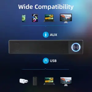 Long Strip Computer Speaker, Computer Desktop Speaker, TV Speaker, Subwoofer USB Plug And Play 2 Speakers, Suitable for Computers Or Laptops, Mobile Phones, TVs, Computers, Game Consoles, Home Theaters, Etc