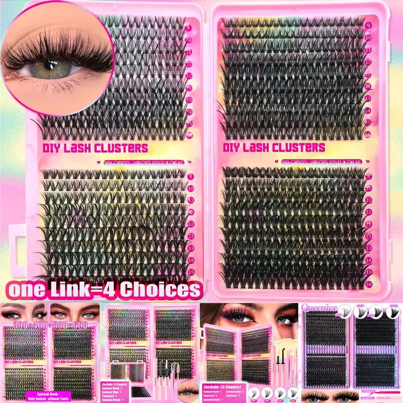 Professional Eyelash Extension Kit (30D+40D+50D+60D), Complete Eye Makeup Tools Set for Women, Diy Makeup Cosmetic, Long-Lasting & Easy Application