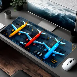 High Quality High Quality Extra-Large Aviation-Themed Mouse Pad With Airplane Design - HD, Non-Slip Rubber Base, Precision Stitched Edges - Ideal For Gaming & Office Desk Decor, Study Area - Durable, Waterproof Surface - Perfect Gift For Pilots And Travel