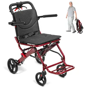 Wheelchairs for Adults Transport Chair Lightweight Foldable with Telescopic Handle, 15.75-Inch Seat Width Portable Folding Travel Wheel Chairs for Seniors