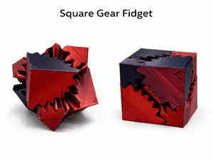 3D Printed Rotating Square Gear Fidget Spinner, Custom Adult Stress-Relief Focus Toy