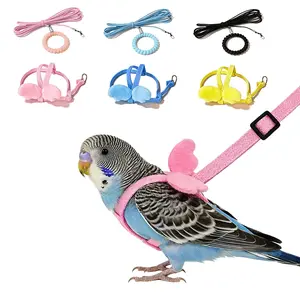 Parrot Flight Harness, with Leash, Adjustable, Long Leash, Outdoor Walking Vest, Small Birds, Cockatiel, Budgie, Lovebird, Escape Proof, Bird Training Harness