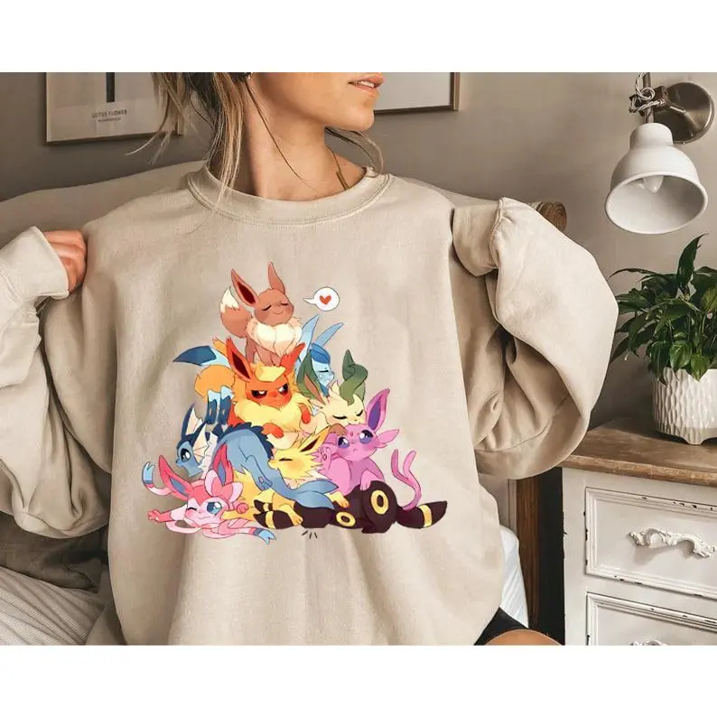 Eevee Eeveelution Sweatshirt, Vintage Anime Shirt, Anime lover Hoodie, Anime merch, Gift for anime fan A29317