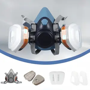 Respirator mask, half mask gas mask with safety glasses reusable professional respirator, dustproof, filtered, suitable for paint, chemical, organic vapor, welding, polishing, carpentry, etc respirator gas mask