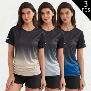 3-pack women’s crew-neck short-sleeve T-shirts; casual fashion short-sleeve tops; comfortable and breathable; lightweight and airy; versatile—suitable for casual everyday wear, outdoor activities, running workouts, and going out.