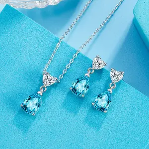 S925 Elegant Temperament Exquisite Fashion Simple Heart-drop Moissanite Necklace and Earrings Set Gift, Special Event, Formal Occasion, Exquisite Design, Sophisticated Style, Highquality Gemstone, Heartdrop Pendant, Fashion Lovers, Women’S Fashion